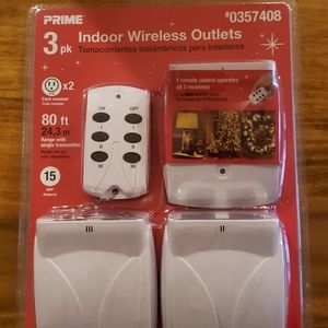 New! Prime 3 pk Indoor Wireless Outlets